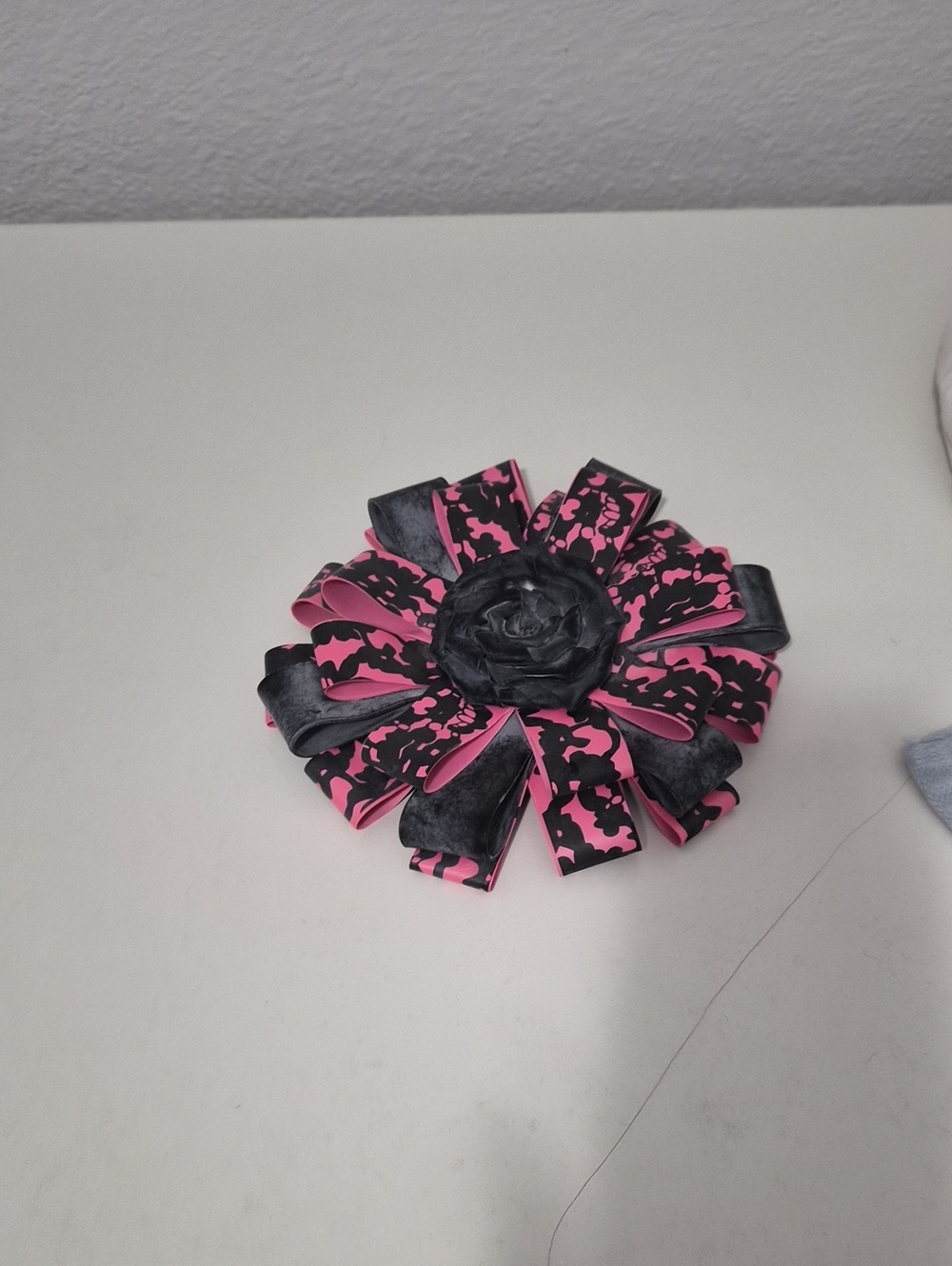Black and Pink Floral Latex Hair Clip - Women Accessories